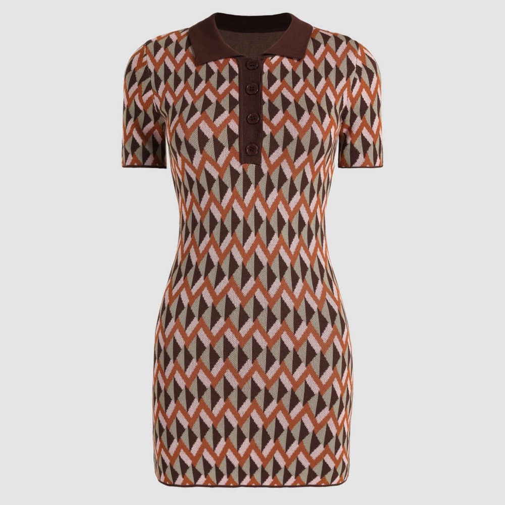 Zara Jacquard knit polo dress